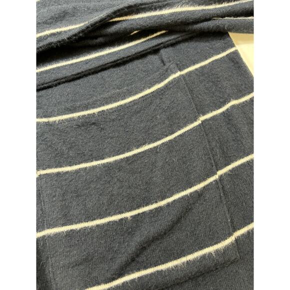 J Crew Open Front Cardigan Navy Blue White Stripe Small Pockets Tie Front - Picture 10 of 10